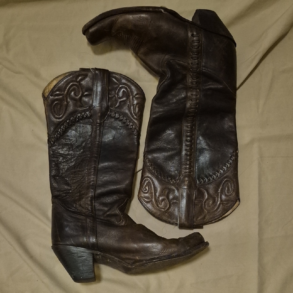 Brown Leather Heeled Boots